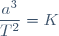 \dfrac{a^3}{T^2}=K