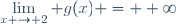 \displaystyle\lim_{x \to 2} g(x) = +\infty