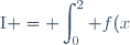 \displaystyle\text{I} = \int_{0}^2 f(x) \text{d}x