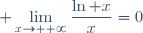 \displaystyle \lim_{x\to +\infty}\frac{\ln x}{x}=0