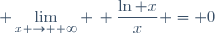 \displaystyle \lim_{x \to +\infty} \, \frac{\ln x}{x} = 0