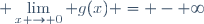 \displaystyle \lim_{x \to 0} g(x) = - \infty