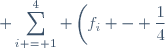 \displaystyle \sum_{i = 1}^4 \left(f_i - \frac14\right)^2