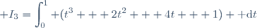 \displaystyle I_3=\int_{0}^{1} (t^3 + 2t^2 + 4t + 1) \text{ d}t