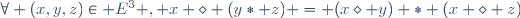 \forall (x,y,z)\in E^{3} , x \diamond (y\ast z) = (x\diamond y) \ast (x \diamond z)