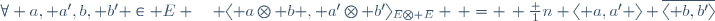 \forall a, a',b, b' \in E \quad \langle a\otimes b , a'\otimes b'\rangle_{E\otimes E} \, = \, \frac 1n \langle a,a' \rangle \overline{\langle b,b'\rangle}