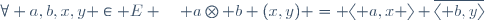 \forall a,b,x,y \in E \quad a\otimes b (x,y) = \langle a,x \rangle \overline{\langle b,y\rangle}