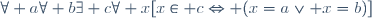 \forall a\ \forall b\ \exists c\ \forall x[x\in c\Leftrightarrow (x=a\vee x=b)]
