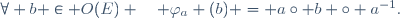 \forall b \in O(E) \quad \varphi_a (b) = a\circ b \circ a^{-1}.