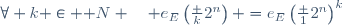\forall k \in \mathbb N \quad e_E\left(\frac k{2^n}\right) =e_E\left(\frac 1{2^n}\right)^k
