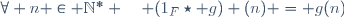 \forall n \in \N^* \quad (1_F\star g) (n) = g(n)