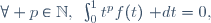 \forall p\in\N,~\int_0^1t^pf(t)~\mathrm dt=0,