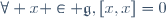 \forall x \in \mathfrak{g},\ [x,x]=0