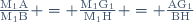 \frac{\text{M}_1\text{A}}{\text{M}_1\text{B}} = \frac{\text{M}_1\text{G}_1}{\text{M}_1\text{H}} = \frac{\text{AG}_1}{\text{BH}}