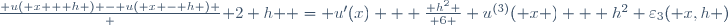 \frac{ u( x + h ) - u( x - h ) } { 2 h } = u'(x) + \frac{ h^2 }{ 6 } u^{(3)}( x ) + h^2 \varepsilon_3( x,h )