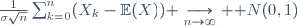 \frac{1}{\sigma\sqrt{n}}\sum_{k=0}^{n}(X_k-\mathbb{E}(X)) \underset{n\rightarrow\infty}{\longrightarrow} \mathcal N(0,1)