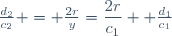 \frac{d_2}{c_2} = \frac{2r}{y}=\dfrac{2r}{c_1}+ \frac{d_1}{c_1}