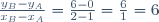 \frac{y_B-y_A}{x_B-x_A}=\frac{6-0}{2-1}=\frac{6}{1}=6