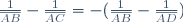 \frac1{\overline{AB}}-\frac1{\overline{AC}}=-(\frac1{\overline{AB}}-\frac1{\overline{AD}})