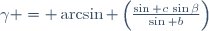 \gamma = \arcsin \left(\frac{\sin c\,\sin\beta}{\sin b}\right)