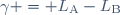 \gamma = L_\mathrm{A}-L_\mathrm{B}\,