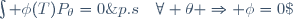 \int \phi(T)P_{\theta}=0\;p.s\quad\forall \theta \Rightarrow \phi=0\;P.p.s
