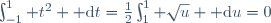 \int_{-1}^1 t^2 {\rm d}t=\frac{1}{2}\int_{1}^1 \sqrt{u} {\rm d}u=0