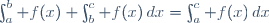 \int_a^b f(x)+\int_b^c f(x)\,dx=\int_a^c f(x)\,dx