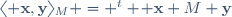 \langle \textbf{x},\textbf{y}\rangle_M = {}^t \! \textbf{x} M \textbf{y}