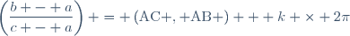 \left(\dfrac{b - a}{c - a}\right) = \left(\vect{\text{AC}} , \vect{\text{AB}} \right) + k \times 2\pi