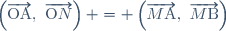 \left(\overrightarrow{\text{OA}},~\overrightarrow{\text{O}N}\right) = \left(\overrightarrow{M\text{A}},~\overrightarrow{M\text{B}}\right)