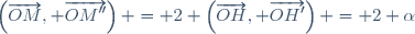 \left(\overrightarrow{OM}, \overrightarrow{OM''}\right) = 2 \left(\overrightarrow{OH}, \overrightarrow{OH'}\right) = 2 \alpha