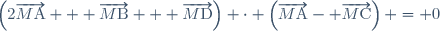 \left(2\overrightarrow{M\text{A}} + \overrightarrow{M\text{B}} + \overrightarrow{M\text{D}}\right) \cdot \left(\overrightarrow{M\text{A}}- \overrightarrow{M\text{C}}\right) = 0