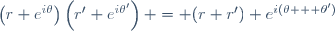\left(r e^{i\theta}\right)\left(r' e^{i\theta'}\right) = (r r') e^{i(\theta + \theta')}\,