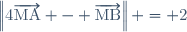 \left\|4\overrightarrow{\text{MA}} - \overrightarrow{\text{MB}}\right\| = 2