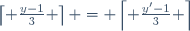 \left\lceil \frac{y-1}{3} \right\rceil = \left\lceil \frac{y'-1}{3} \right\rceil