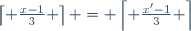 \left\lceil {\frac{x-1}{3}} \right\rceil = \left\lceil \frac{x'-1}{3} \right\rceil