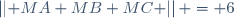 \left\vert\left\vert \vect{MA}+\vect{MB}+\vect{MC} \right\vert\right\vert = 6