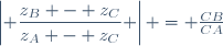 \left|\displaystyle \frac{z_B - z_C}{z_A - z_C} \right| = \frac{CB}{CA}