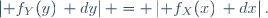 \left| f_Y(y)\, dy\right| = \left| f_X(x)\, dx\right|.