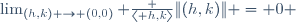 \lim_{(h,k) \to (0,0)} \frac {\langle h,k\rangle}{\|(h,k)\|} = 0 