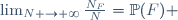 \lim_{N \to \infty}\frac{N_F}{N}=\mathbb{P}(F) 
