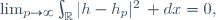 \lim_{p\to\infty}\int_\R|h-h_p|^2\, dx=0,