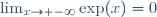 \lim_{x\to -\infty}\exp(x)=0