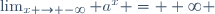 \lim_{x \to -\infty} a^x = +\infty \,\!