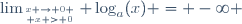 \lim_{x \to 0 \atop x > 0} \log_a(x) = -\infty \,\!