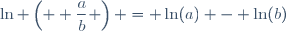 \ln \left( \displaystyle \frac{a}{b} \right) = \ln(a) - \ln(b)