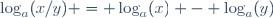 \log_a(x/y) = \log_a(x) - \log_a(y)\,