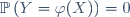 \mathbb{P}\left(Y=\varphi(X)\right)=0