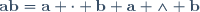 \mathbf{a}\mathbf{b}=\mathbf{a} \cdot \mathbf{b}+\mathbf{a} \wedge \mathbf{b}